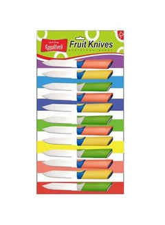 Royalford 12-Piece Fruit Knives Stainless Ss Blade With Strong Pp Handle 21Cm Multicolor Assorted Yellow/Green/Silver standard  - Image 1