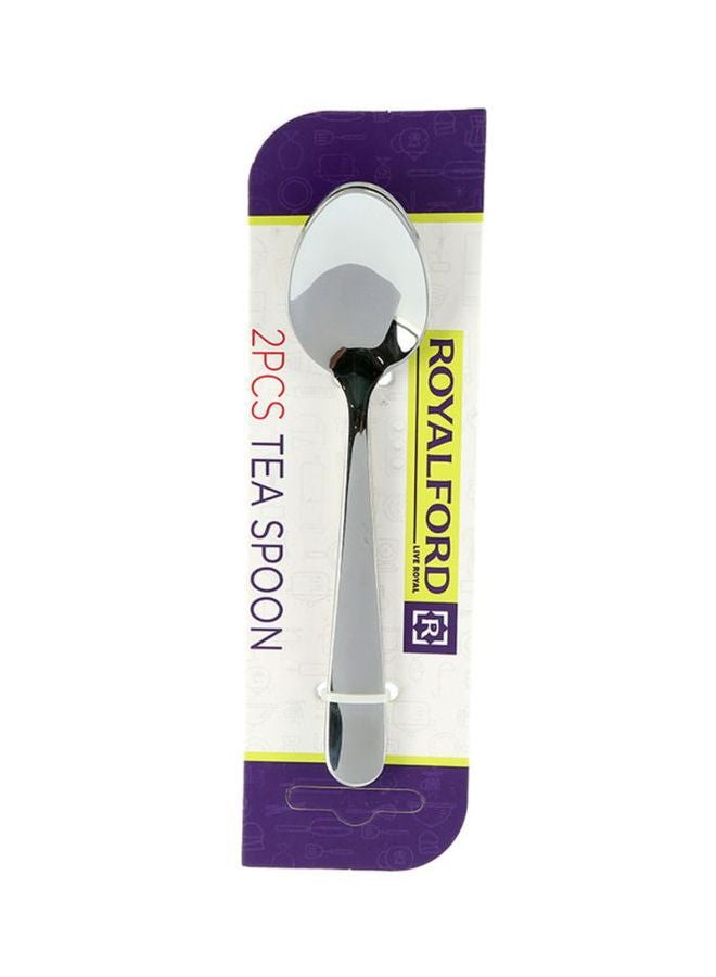 Royalford - 2Pieces Tea Spoon, High Grade Stainless Steel Table Ware, Marks And Resistant, Dishwasher Safe, Ergonomic Design, Mirror Finishing Silver 13.3 x 3.2 x 0.75cm - Image 1