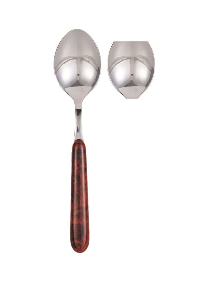 Winsor Stainless Steel Dessert Spoon Walnut Handle Brown/Silver - Image 2