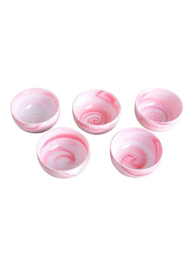 شاربدو طقم أوعية فخارية من 5 قطع وردي/أبيض 11.1x11.1x6سم - Image 1