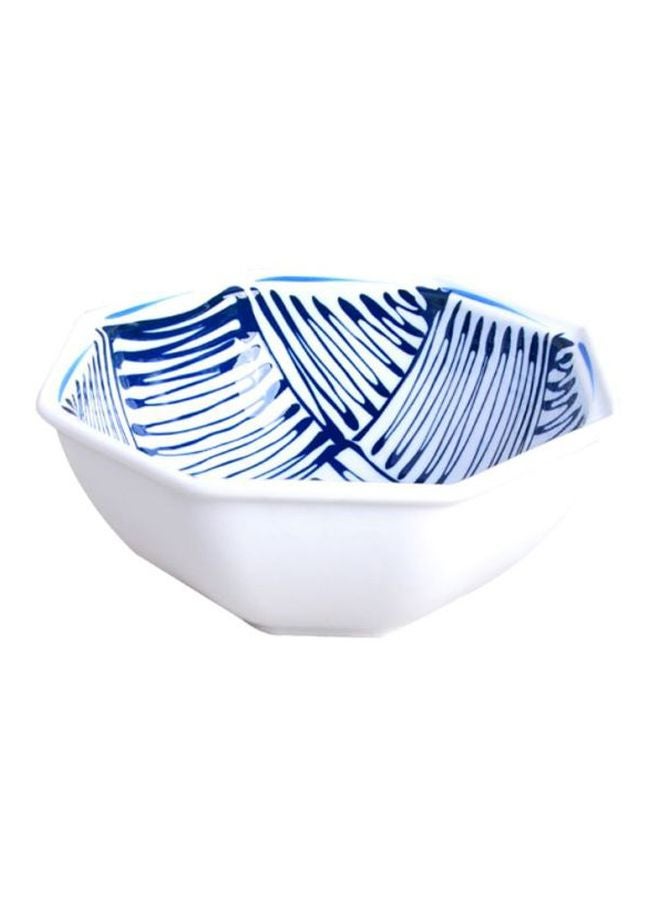 Sharpdo Curved Octagonal Bowl White/Blue 18x18x7cm - Image 1