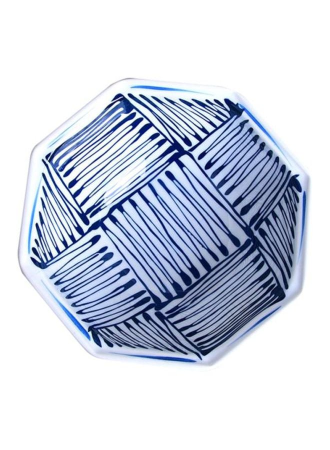 Sharpdo Curved Octagonal Bowl White/Blue 18x18x7cm - Image 3