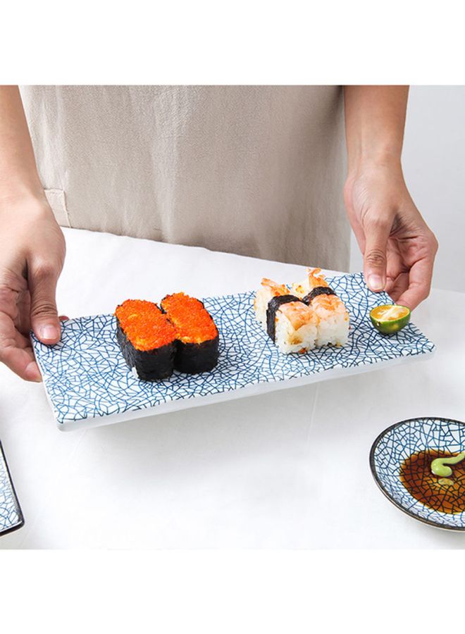 Sharpdo Rectangular Sushi Dinner Plate Blue/White 10inch - Image 5
