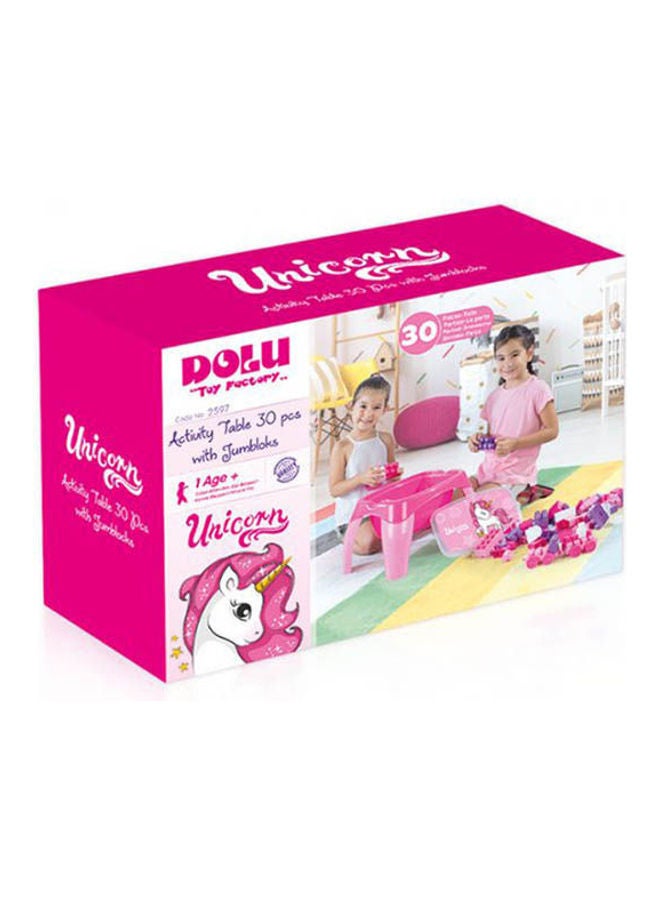 Dolu - Unicorn Activity Table With 30Pcs Jumblocks 47x31x26cm - Image 1