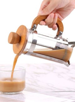 Beauenty Press Infuser Bamboo Cover With Coffee Pot Clear/Brown/Silver 17.5x8.5cm  - Image 3