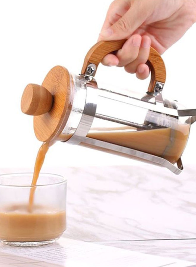 Beauenty Press Infuser Bamboo Cover With Coffee Pot Clear/Brown/Silver 17.5x8.5cm  - Image 3