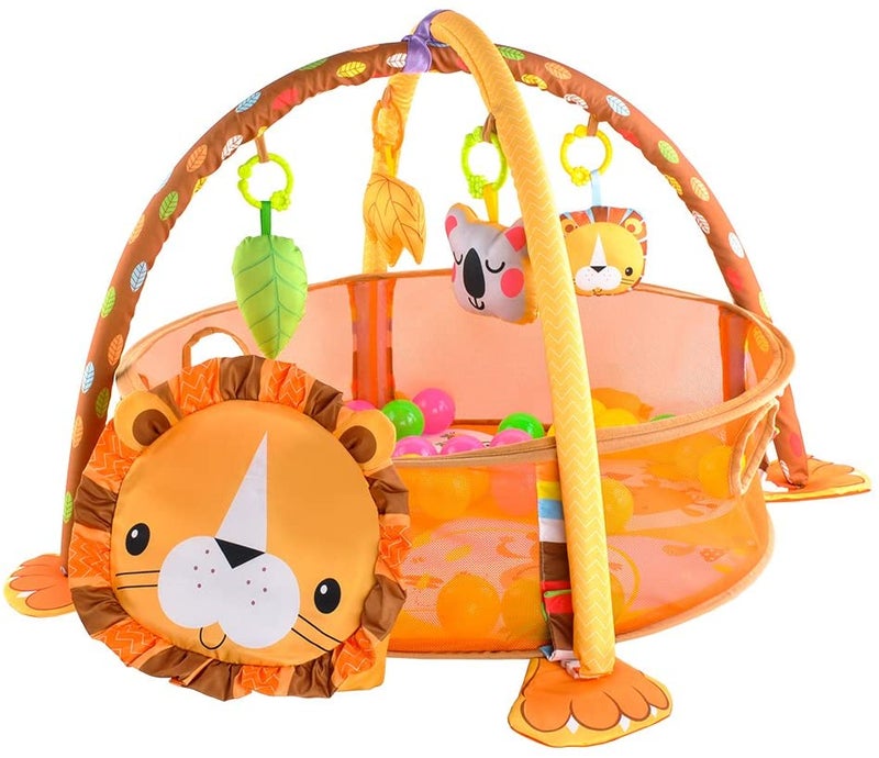 AGD - 3-In-1 Lion Pop-Up Sides Activity Gym And Ball Pit Game For Your Little One 70x52x10cm - Image 1