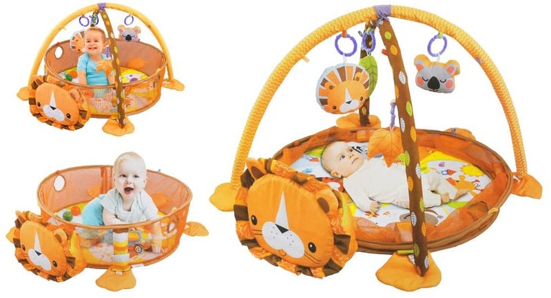 AGD - 3-In-1 Lion Pop-Up Sides Activity Gym And Ball Pit Game For Your Little One 70x52x10cm - Image 1