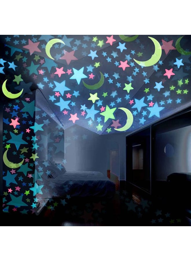 100-Piece Star Shaped Wall Sticker Set Multicolour