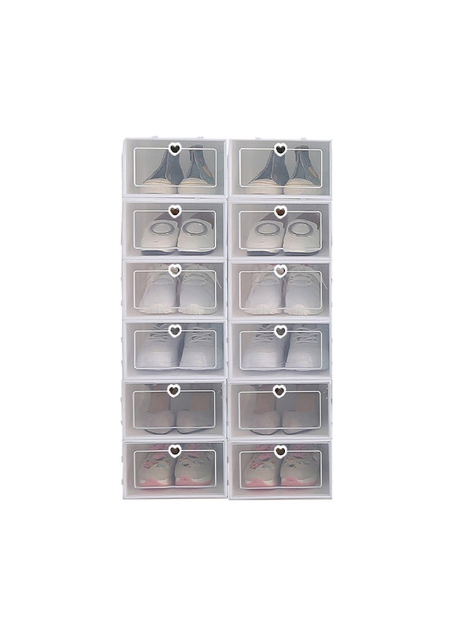 12-Piece Stackable Plastic Shoe Box White  - Image 2