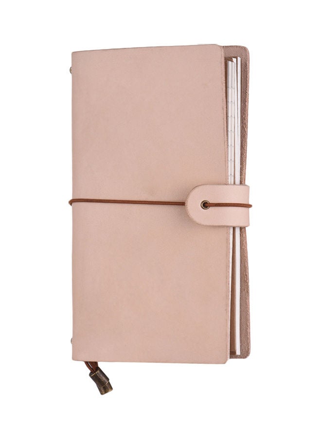 Leather Notebook With Elastic Strap Beige - Image 1