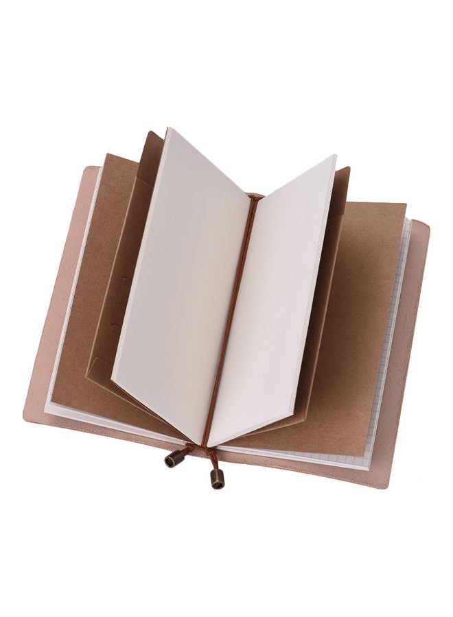Leather Notebook With Elastic Strap Beige - Image 2