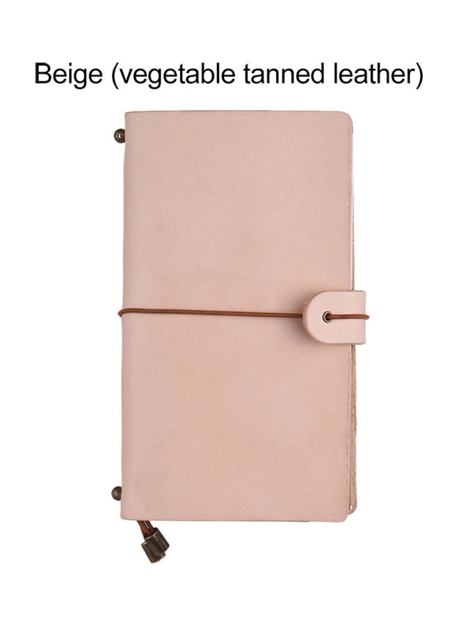 Leather Notebook With Elastic Strap Beige - Image 3