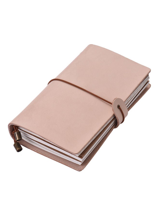 Leather Notebook With Elastic Strap Beige - Image 4