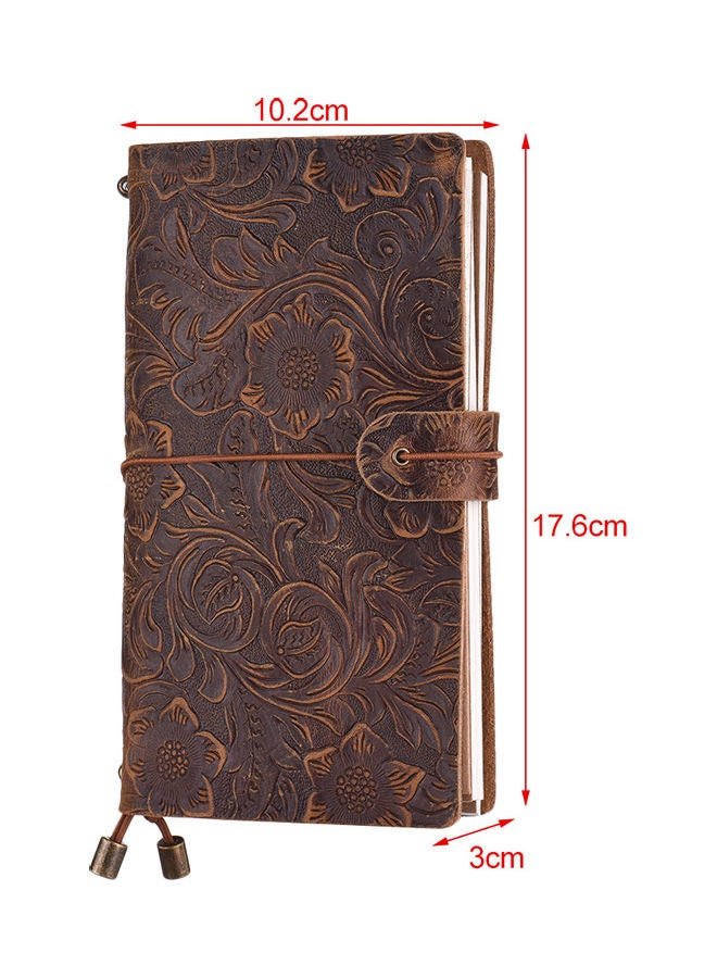 Leather Embossed Notebook With Elastic Strap Brown - Image 4