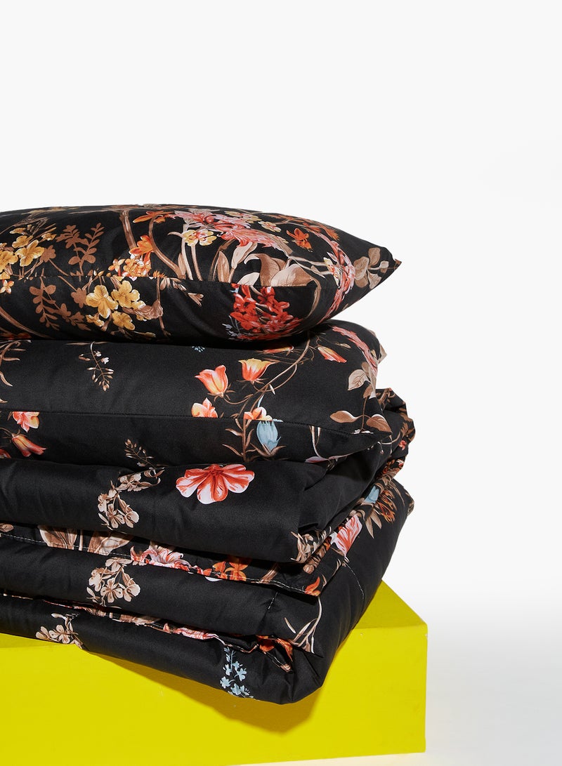 Amal - Comforter Set - Amal Bed Linen With Comforter 220X200 Cm For Queen Size Mattress - Multicolor_Brown/Black 100% Polyester Soft, Lightweight & Warm Polyester Brown/Black - Image 1