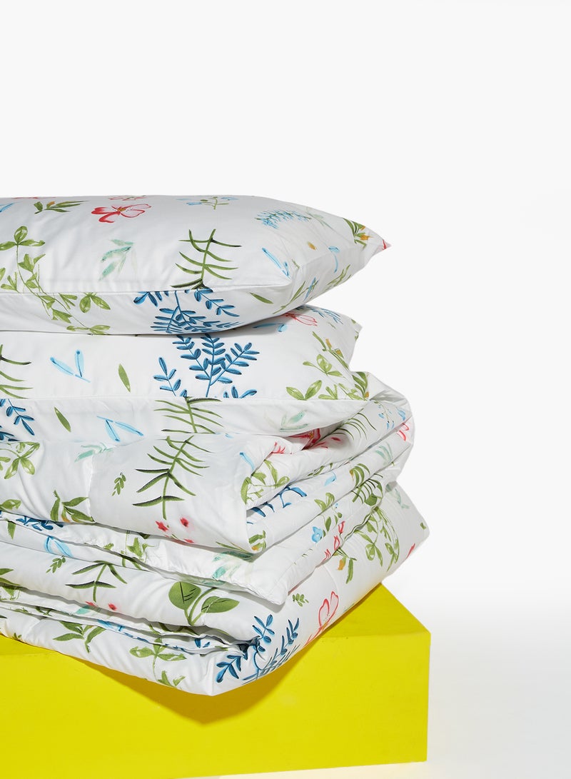 Amal - Comforter Set - Amal Bed Linen With Comforter 240X220 Cm For King Size Mattress - Multicolor_White/Green/Blue 100% Polyester Soft, Lightweight & Warm Polyester White/Green/Blue - Image 1