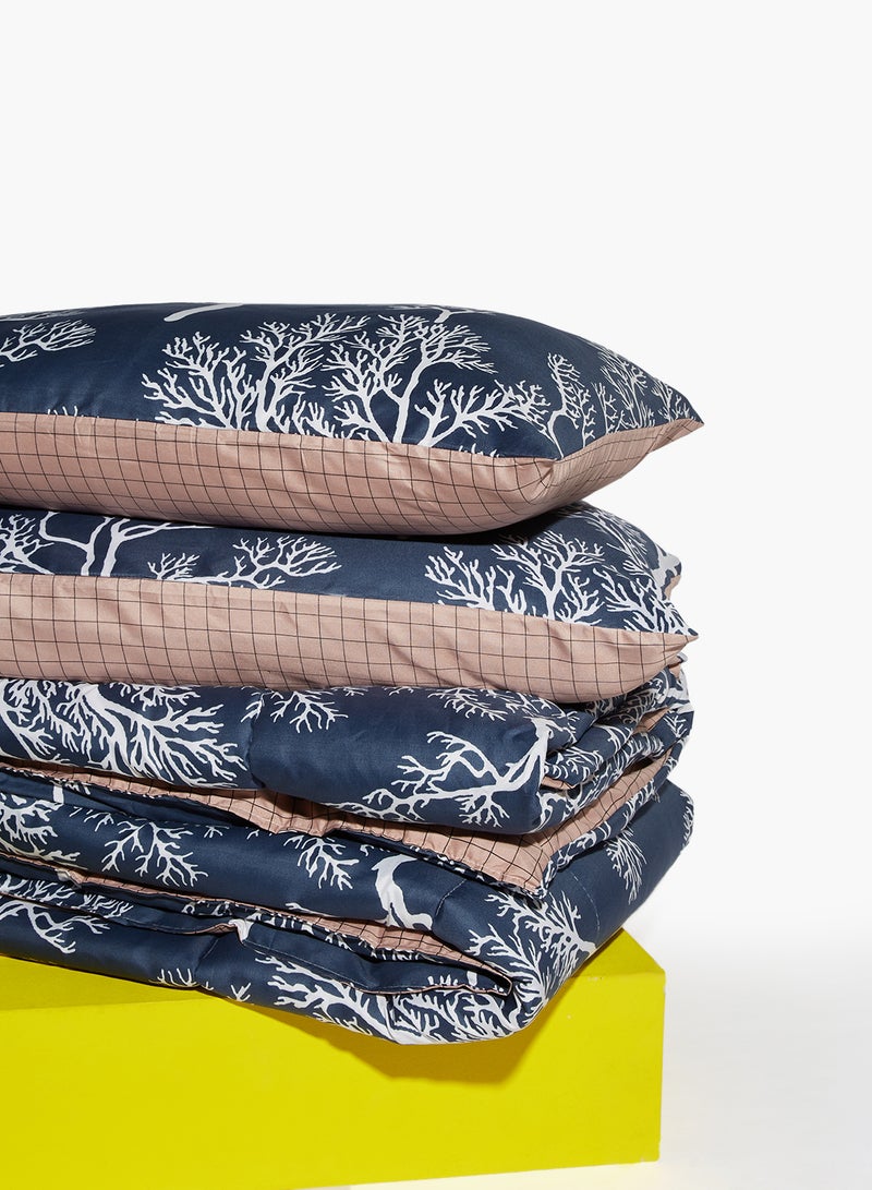 Amal - Comforter Set - Amal Bed Linen With Comforter 240X220 Cm For King Size Mattress - Multicolor_Blue/Beige 100% Polyester Soft, Lightweight & Warm Polyester Blue/Beige - Image 1