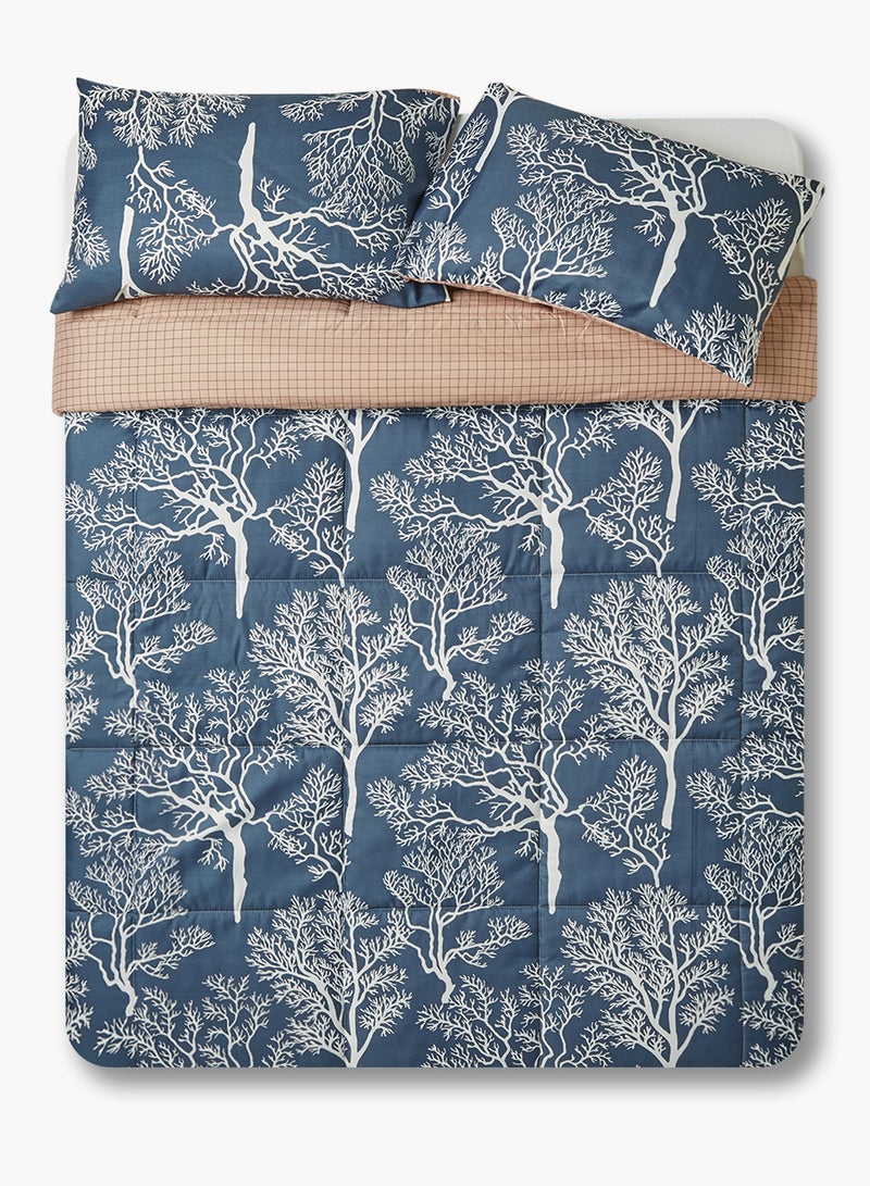 Amal - Comforter Set - Amal Bed Linen With Comforter 240X220 Cm For King Size Mattress - Multicolor_Blue/Beige 100% Polyester Soft, Lightweight & Warm Polyester Blue/Beige - Image 1