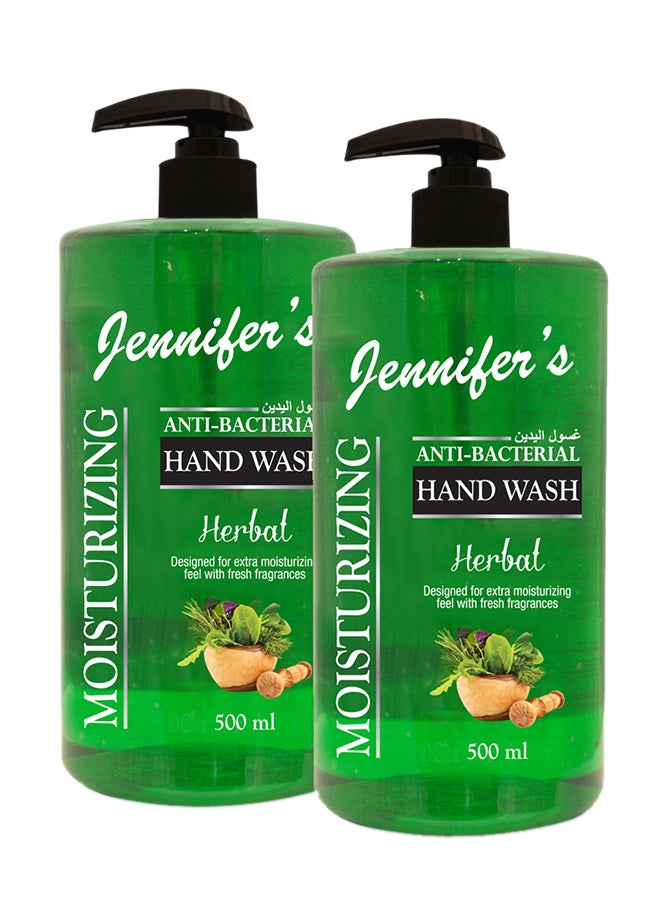 Jennifer's Antibacterial Hand Wash Herbal Multicolour 2x500ml 