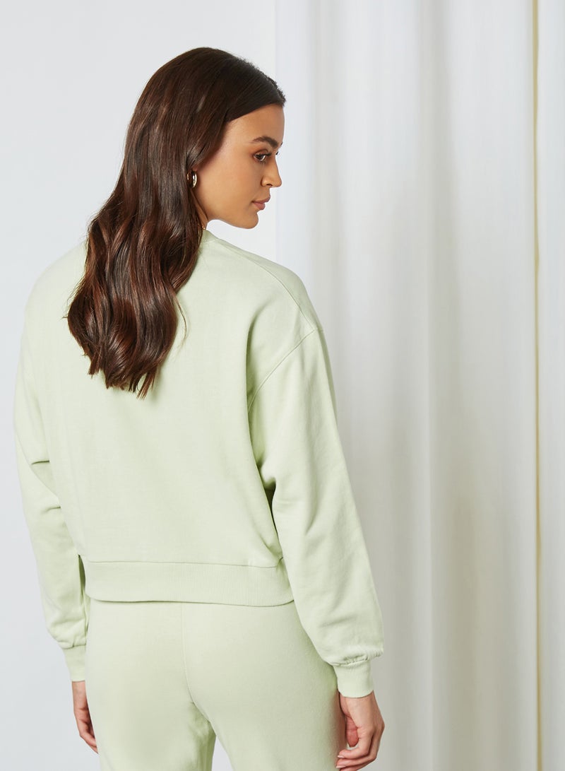 MANGO Plain Sweatshirt Pastel Green - Image 2