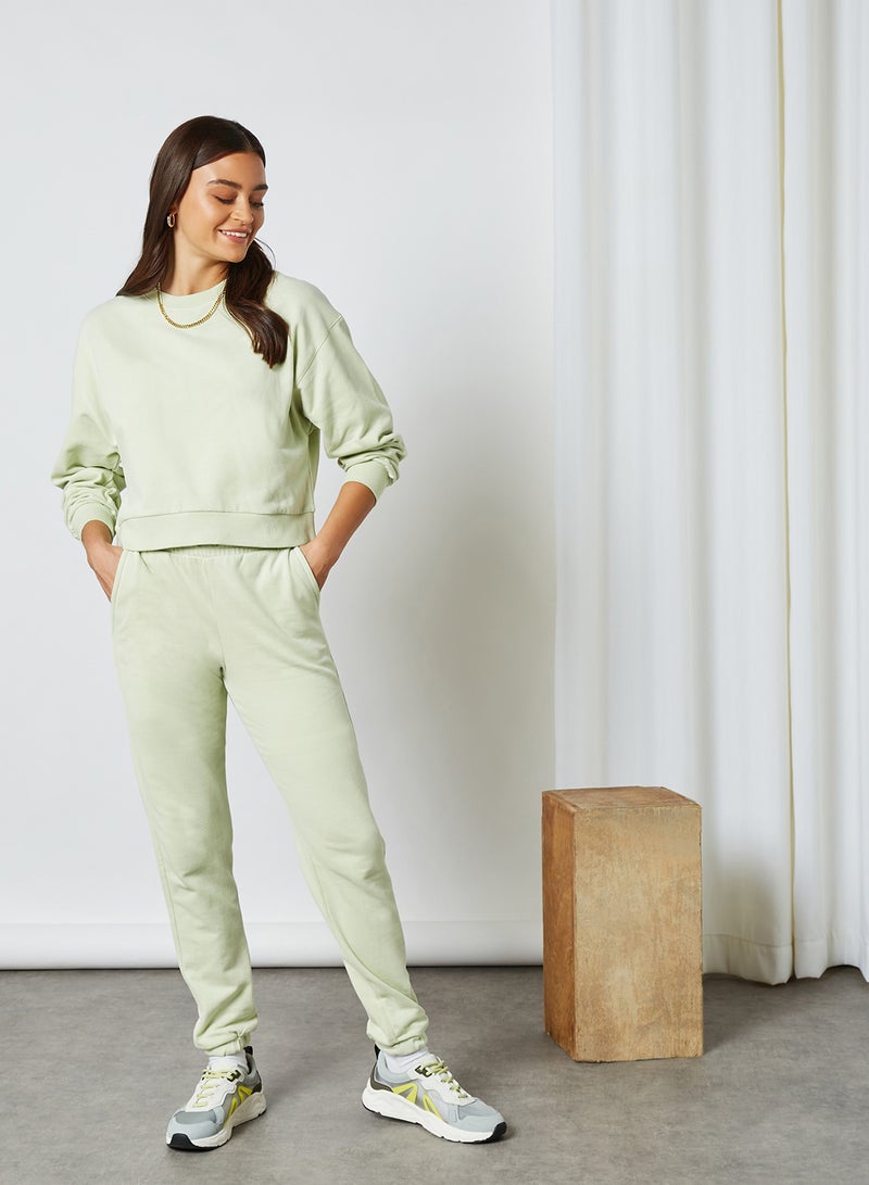 MANGO Plain Sweatshirt Pastel Green - Image 3