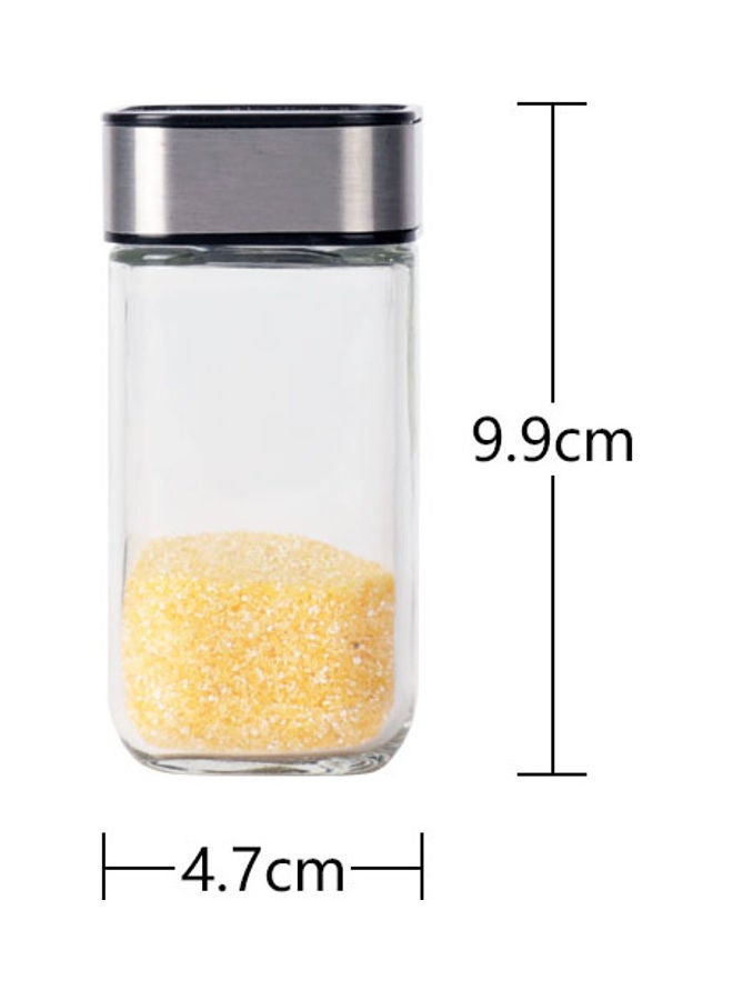 XiuWoo - 8-Piece Spice Jar And Two-Tiered Storage Rack Set Clear/Silver/Black 9.9x4.7cm - Image 1