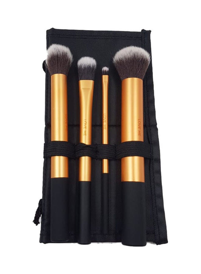4-Piece Brush Set With Pouch Gold - Image 1