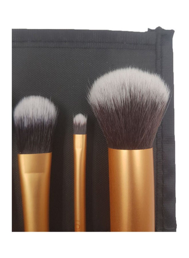 4-Piece Brush Set With Pouch Gold - Image 3