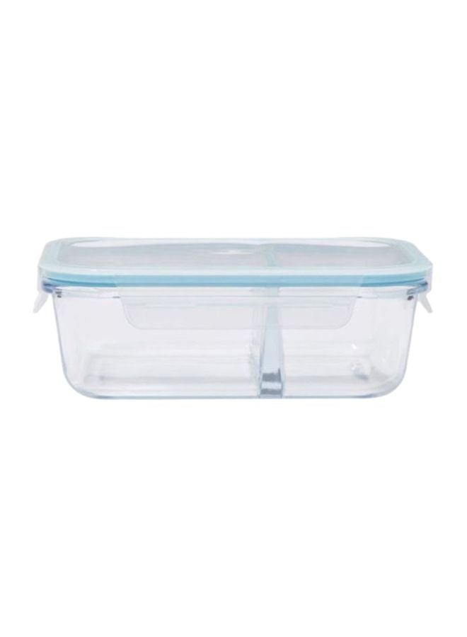 TALIONA Boro Pro Rectangular Divided Food Storage Container With Lid Blue/Clear 1050ml  - Image 1