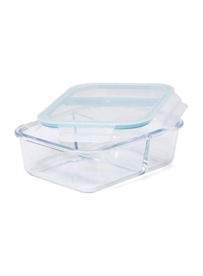 TALIONA Boro Pro Rectangular Divided Food Storage Container With Lid Blue/Clear 1050ml  - Image 2