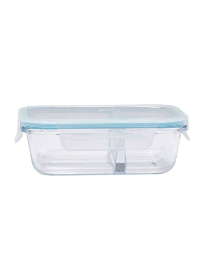TALIONA Boro Pro Rectangular Divided Food Storage Container With Lid Blue/Clear 640ml - Image 1