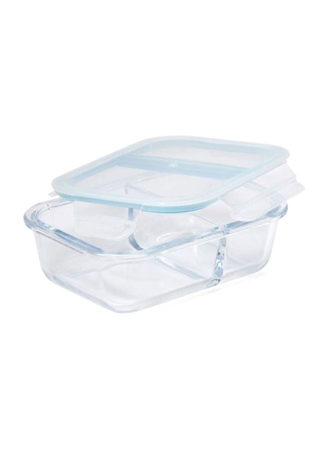 TALIONA Boro Pro Rectangular Divided Food Storage Container With Lid Blue/Clear 640ml - Image 2