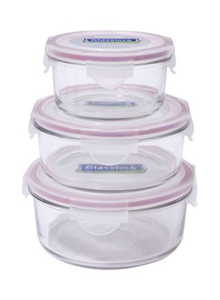 6-Piece Food Container Set Clear/Pink Large Container 1x 950, Medium Container 1x 725, Small Container 1x400ml - v1615379717/N18854744A_1