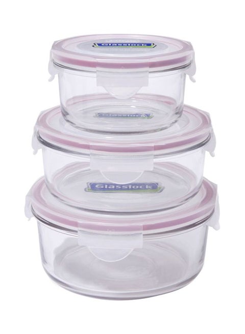 6-Piece Food Container Set Clear/Pink Large Container 1x 950, Medium Container 1x 725, Small Container 1x400ml