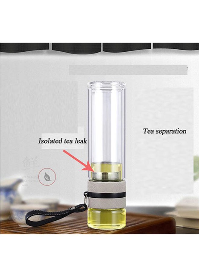 بيوينتي زجاجة مياه بطبقتين شفاف/ رمادي/ أسود 24x6.5سم - Image 2