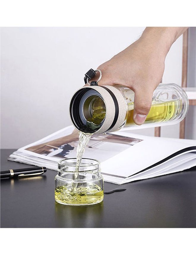 بيوينتي زجاجة مياه بطبقتين شفاف/ رمادي/ أسود 24x6.5سم - Image 3