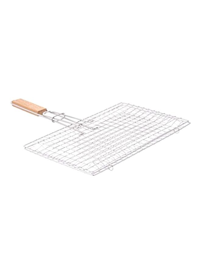 RAJ BBQ Grill Basket With Wood Handle Silver  - Image 1