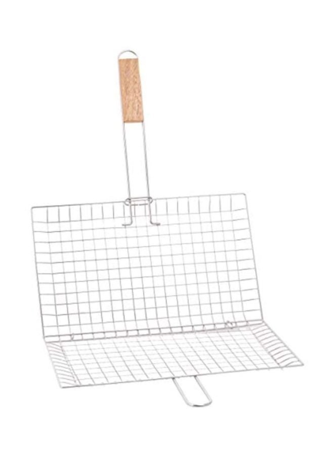 RAJ BBQ Grill Basket With Wood Handle Silver  - Image 2
