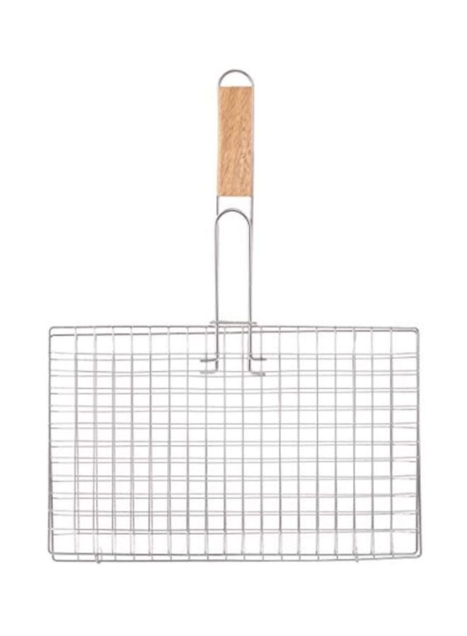 RAJ BBQ Grill Basket With Wood Handle Silver  - Image 3