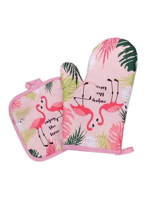 2-Piece Cotton Oven Pad & Gloves Multicolour 28x17cm