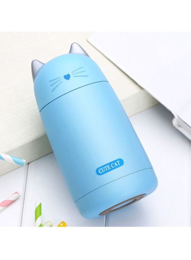 Voberry Cute Cat Mini Hot Vacuum Water Bottle Blue 15x10cm  - Image 2