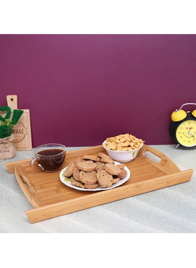 Royalford - Solid Design Bamboo Tray Brown 37.8x4.8x25.5cm - Image 1