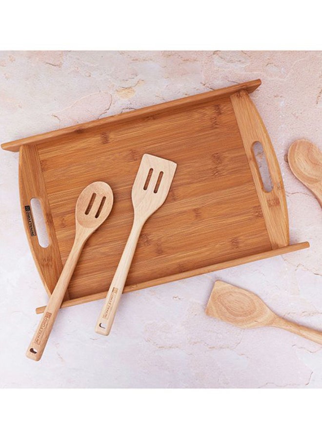 Royalford - Solid Design Bamboo Tray Brown 37.8x4.8x25.5cm - Image 1