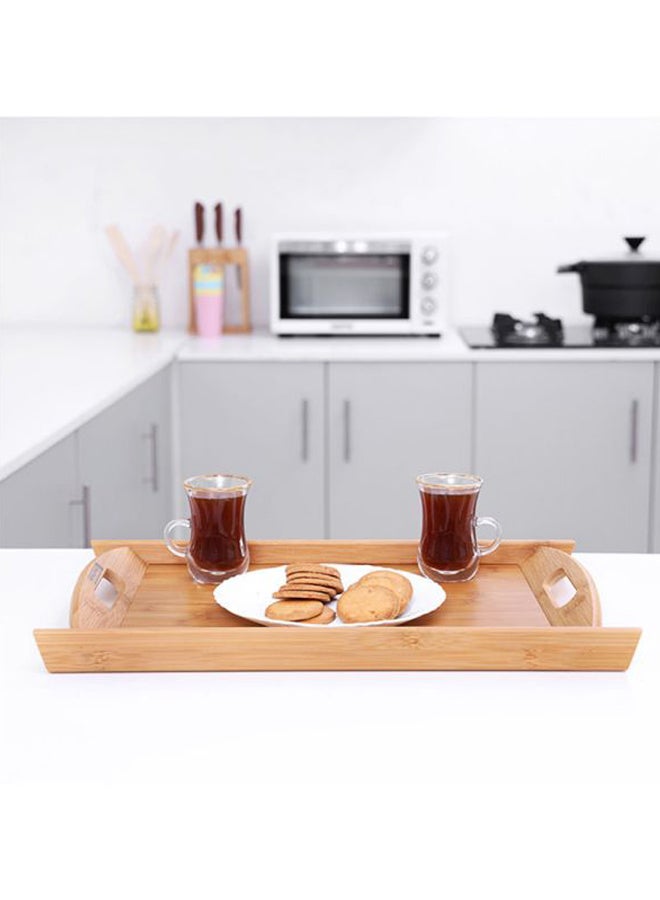 Royalford - Solid Design Bamboo Tray Brown 37.8x4.8x25.5cm - Image 1
