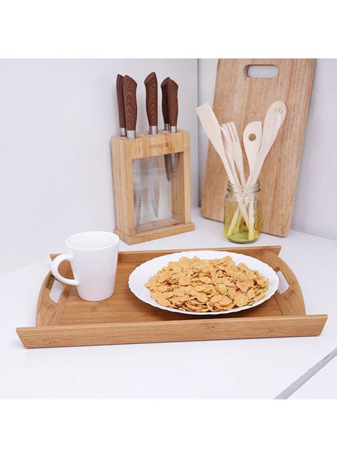 Royalford - Solid Design Bamboo Tray Brown 37.8x4.8x25.5cm - Image 1