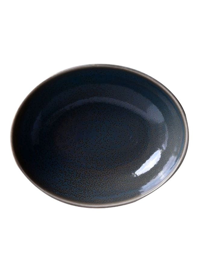 Sharpdo - Kiln Ceramic Elliptical Plate Navy Blue 10.5inch - Image 1