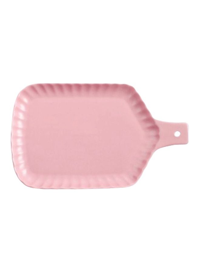 Sharpdo Chrysanthemum Rectangle Plate With Handle Pink 10inch - Image 1