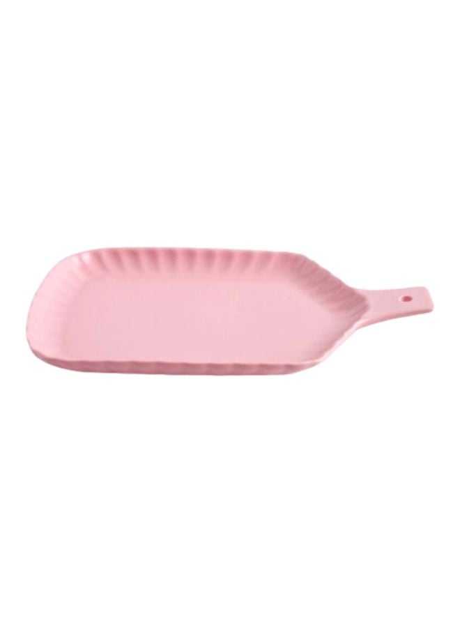 Sharpdo Chrysanthemum Rectangle Plate With Handle Pink 10inch - Image 2
