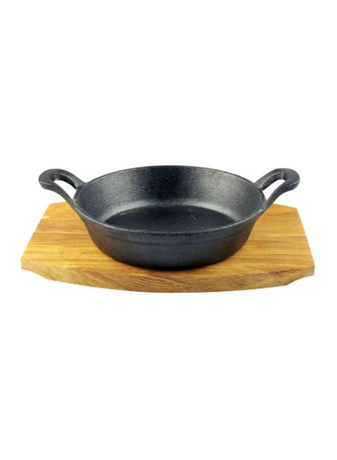 Double Handle Mini Round Sizzler Tray Black 15.5cm